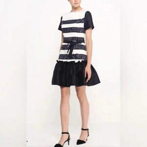 Lamania Stripped Black And White A-line Mini Dress Size M With Hearts NWT